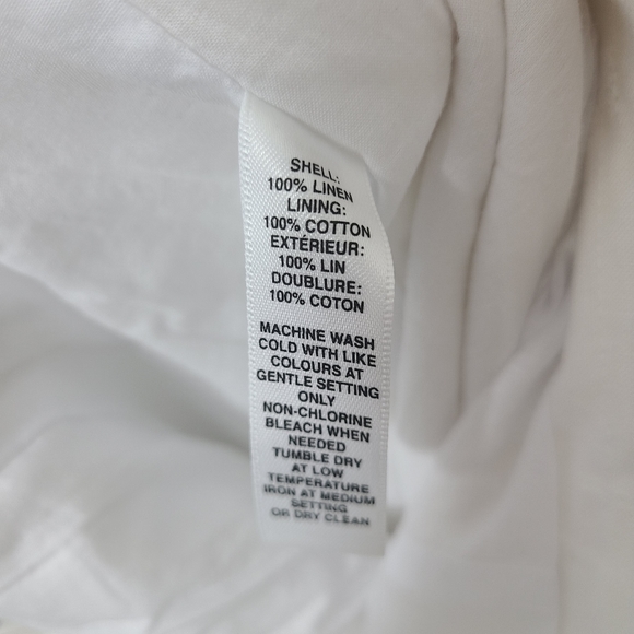 Saks Fifth Avenue Pants Linen Wide Leg Tie Waist Lagenlook Crop Ankle Off White - Picture 8 of 8